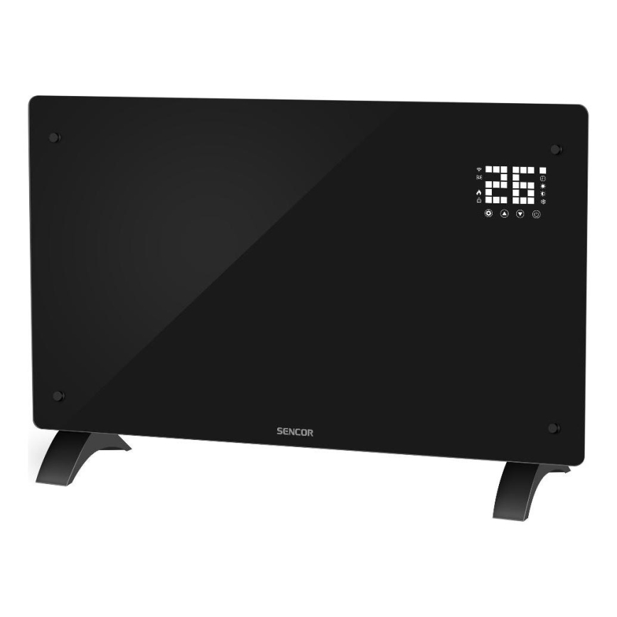 Sencor - Pametni električni konvektor/grelec 2000 W/230 V IP24 Wi‑Fi črna + daljinski upravljalnik