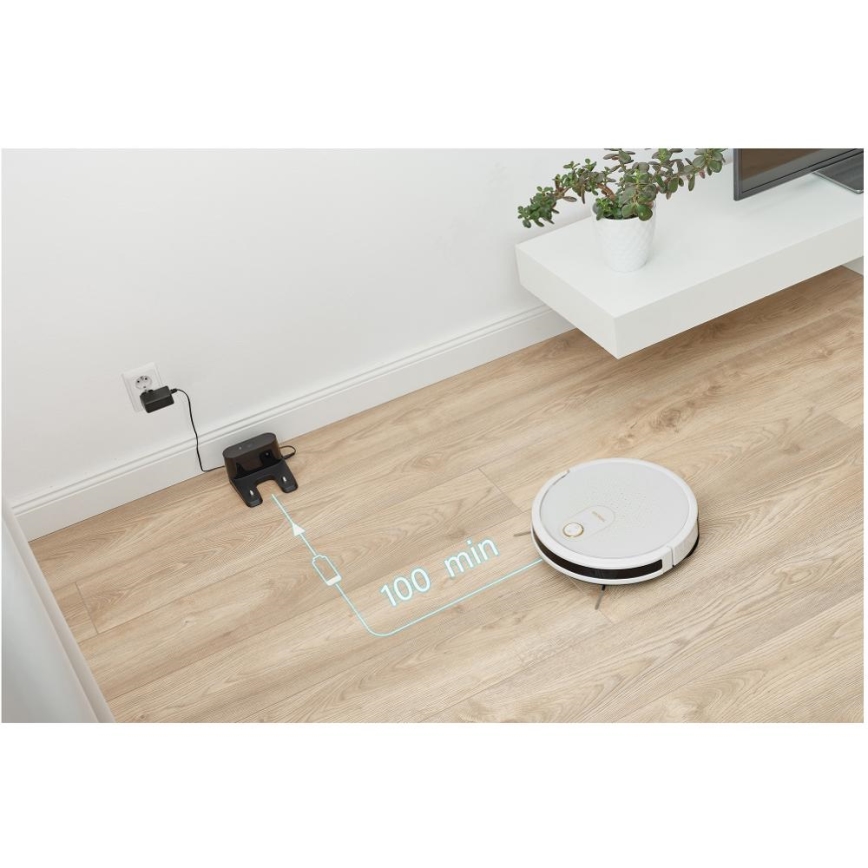Sencor - Pametni robotski sesalnik z mopom 2v1 28W/2600 mAh Wi-Fi bela + Daljinski upravljalnik