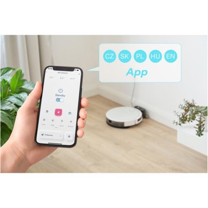 Sencor - Pametni robotski sesalnik z mopom 2v1 28W/2600 mAh Wi-Fi bela + Daljinski upravljalnik