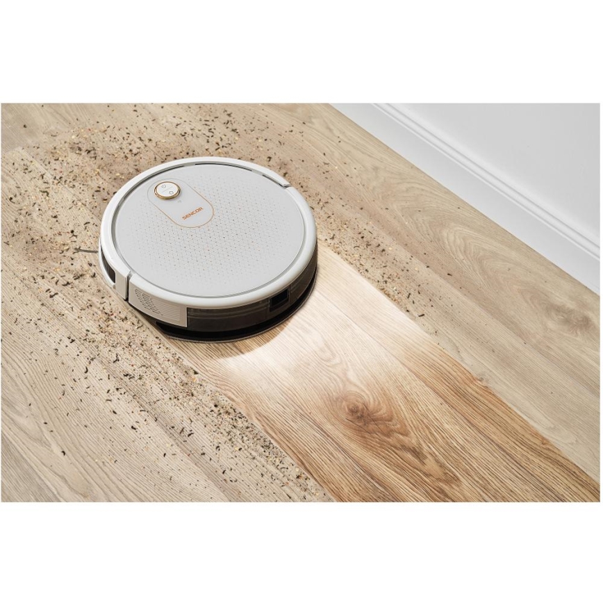 Sencor - Pametni robotski sesalnik z mopom 2v1 28W/2600 mAh Wi-Fi bela + Daljinski upravljalnik