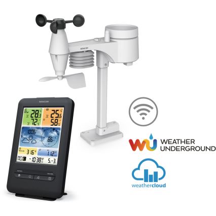 Sencor - Profesionalna vremenska postaja z barvitim LCD zaslonom 1xCR2032 + 3xAA Wi-Fi