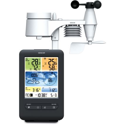 Sencor - Profesionalna vremenska postaja z barvitim LCD zaslonom 1xCR2032 + 3xAA Wi-Fi