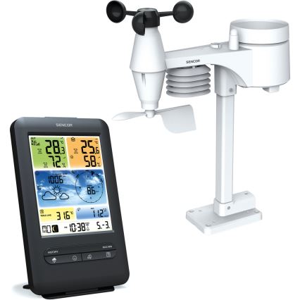 Sencor - Profesionalna vremenska postaja z barvitim LCD zaslonom 1xCR2032 + 3xAA Wi-Fi