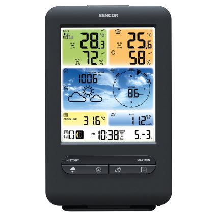 Sencor - Profesionalna vremenska postaja z barvitim LCD zaslonom 1xCR2032 + 3xAA Wi-Fi