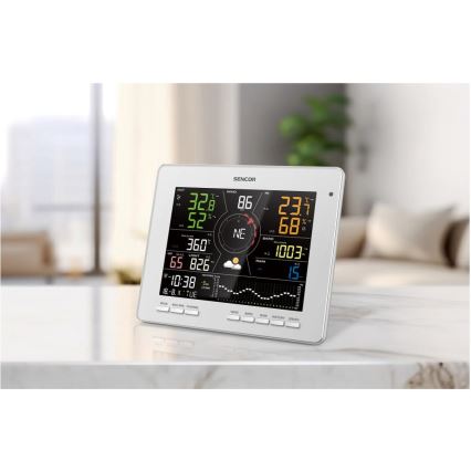 Sencor - Profesionalna vremenska postaja z barvitim LCD zaslonom 5V 1xCR2032 + 3xAA + 2xAA Wi-Fi Tuya
