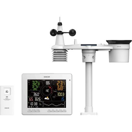 Sencor - Profesionalna vremenska postaja z barvitim LCD zaslonom 5V 1xCR2032 + 3xAA + 2xAA Wi-Fi Tuya