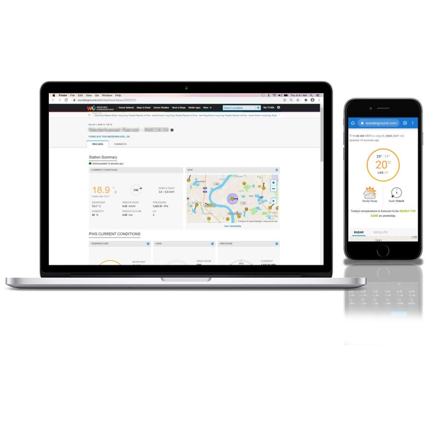 Sencor - Profesionalna vremenska postaja z barvitim LCD zaslonom 5V 1xCR2032 + 3xAA + 2xAA Wi-Fi Tuya