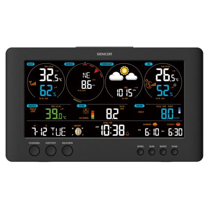 Sencor - Profesionalna vremenska postaja z barvitim LCD zaslonom 5V/1xCR2032 + 3xAA Wi-Fi