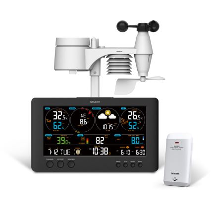 Sencor - Profesionalna vremenska postaja z barvnim LCD zaslonom 5V/1xCR2032 + 3xAA Wi-Fi