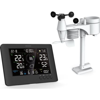 Sencor - Profesionalna vremenska postaja z barvitim LCD zaslonom in budilka 5V/1xCR2032 + 3xAA