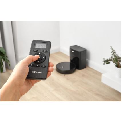 Sencor - Robotski sesalnik z mopom 2 v 1 16 W/2600 mAh Wi-Fi črna + daljinski upravljalnik