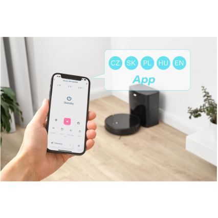 Sencor - Robotski sesalnik z mopom 2 v 1 16 W/2600 mAh Wi-Fi črna + daljinski upravljalnik