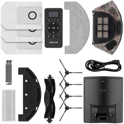 Sencor - Robotski sesalnik z mopom 2 v 1 16 W/2600 mAh Wi-Fi črna + daljinski upravljalnik