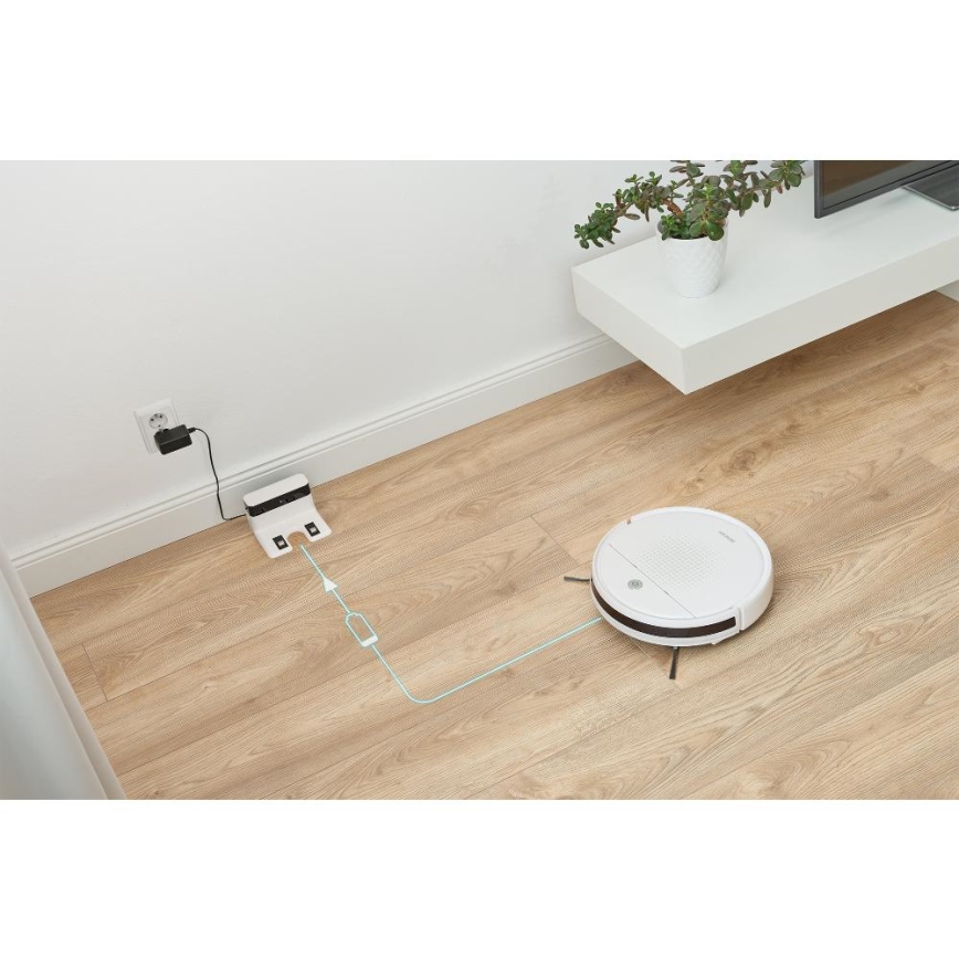 Sencor - Robotski sesalnik z mopom 2v1 18W/1500 mAh bela + Daljinski upravljalnik