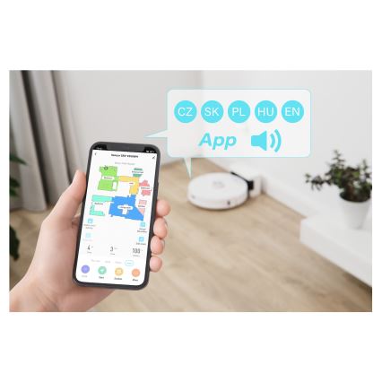 Sencor - Robotski sesalnik z mopom 2v1 50W/5000 mAh Wi-Fi bela + daljinski upravljalnik