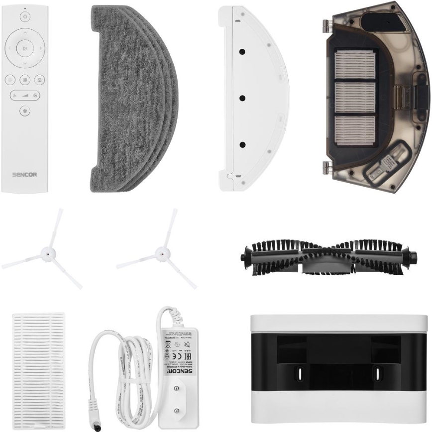 Sencor - Robotski sesalnik z mopom 2v1 50W/5000 mAh Wi-Fi bela + daljinski upravljalnik