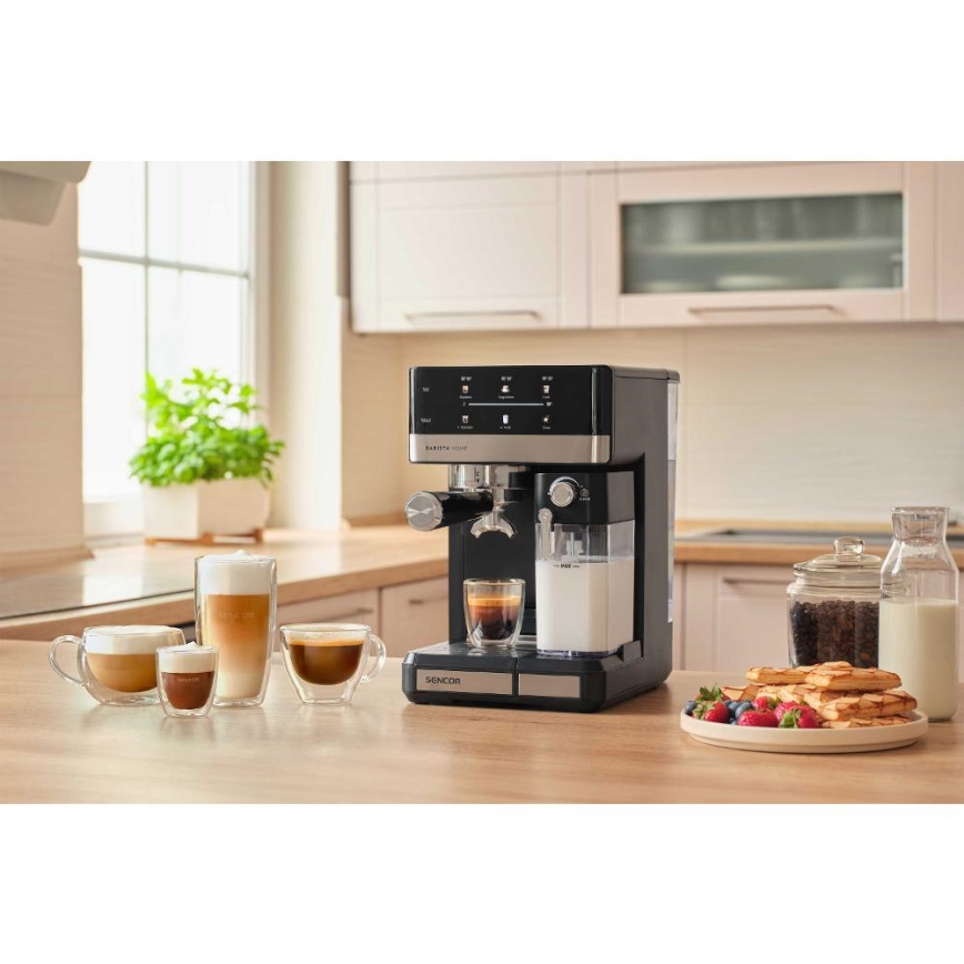 Sencor - Ročni espresso aparat 1350W/230V črna/mat krom