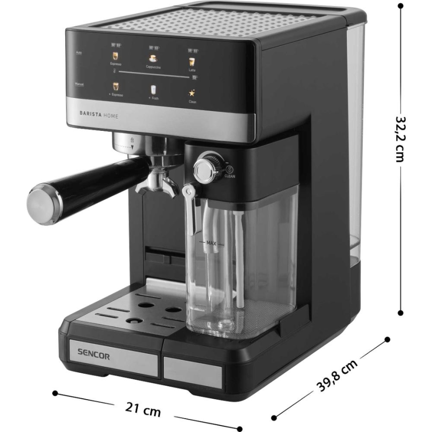 Sencor - Ročni espresso aparat 1350W/230V črna/mat krom