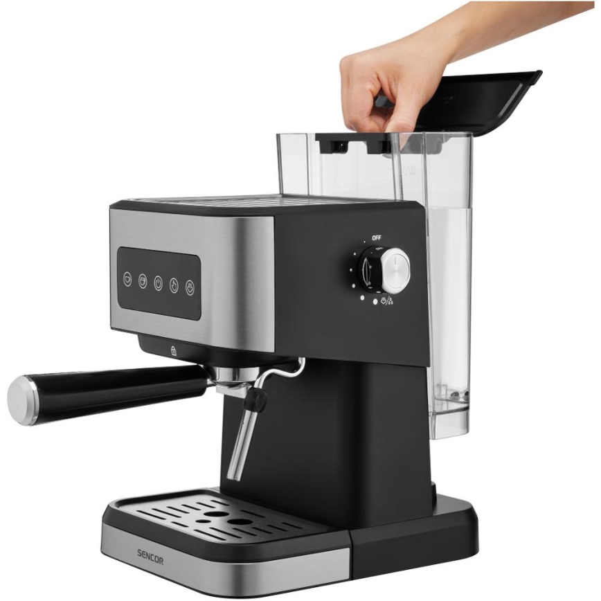 Sencor - ročni espresso kavni aparat 1050W/230V črn/mat krom
