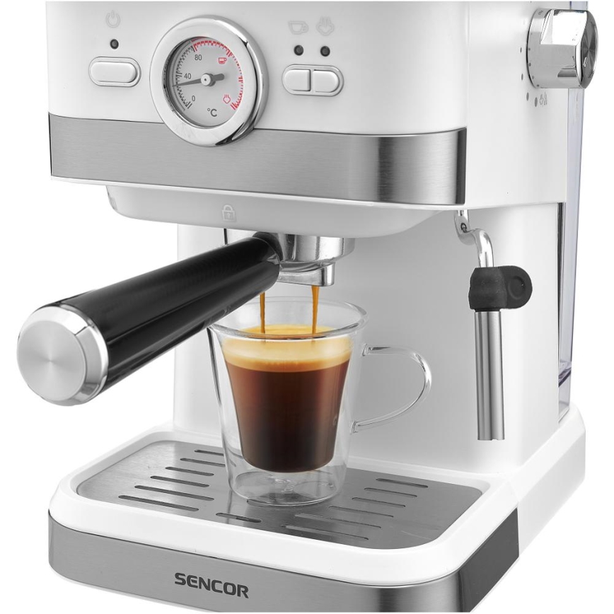Sencor - Ročni kavni aparat za espresso 1050W/230V bela/mat krom