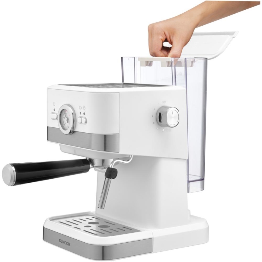 Sencor - Ročni kavni aparat za espresso 1050W/230V bela/mat krom
