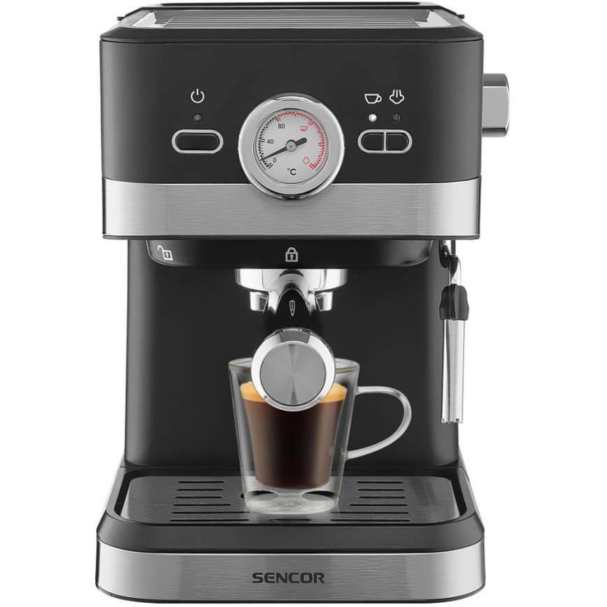 Sencor - Ročni kavni aparat za espresso 1050W/230V črna/mat krom