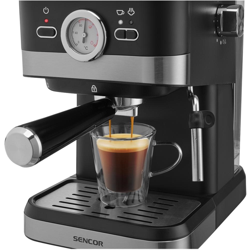 Sencor - Ročni kavni aparat za espresso 1050W/230V črna/mat krom