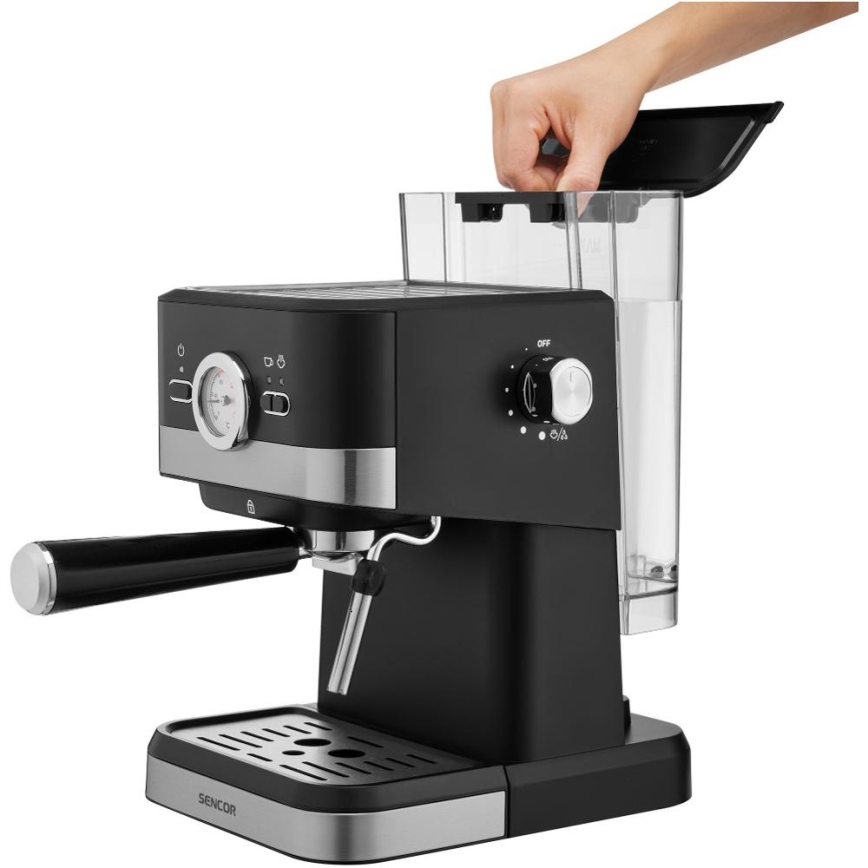 Sencor - Ročni kavni aparat za espresso 1050W/230V črna/mat krom