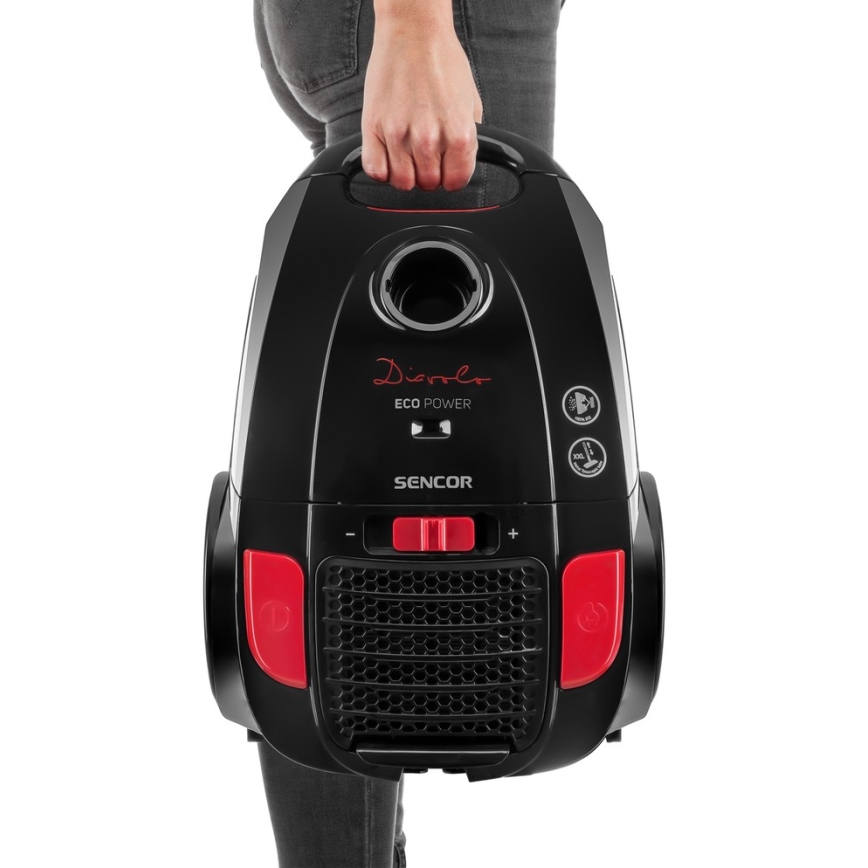 Sencor - Sesalnik z vrečko 3 l 700W/230V črno/rdeč