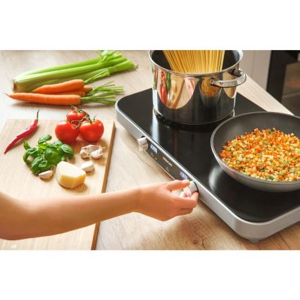 Sencor - Steklokeramična kuhalna plošča z 2 gorilnikoma in LCD zaslonom 3500 W/230 V