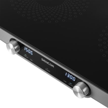 Sencor - Steklokeramična kuhalna plošča z 2 gorilnikoma in LCD zaslonom 3500 W/230 V
