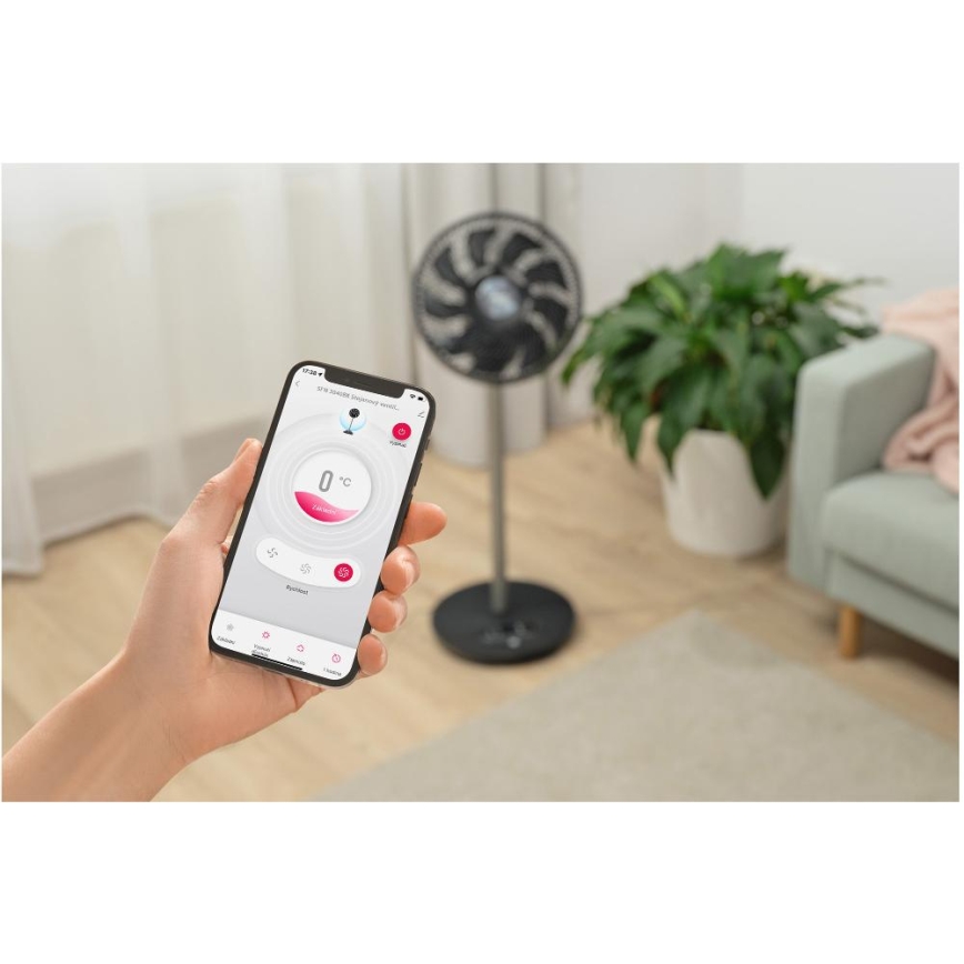 Sencor - stojni ventilator 3D UltraSilent, 26 W/230 V, Wi-Fi, črn, z daljinskim upravljalnikom