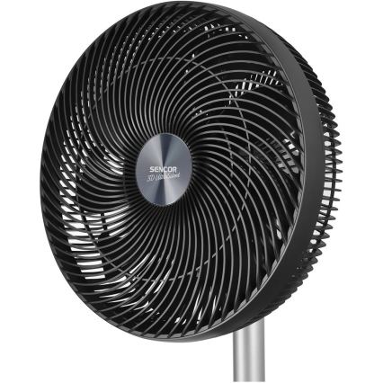 Sencor - stojni ventilator 3D UltraSilent, 26 W/230 V, Wi-Fi, črn, z daljinskim upravljalnikom