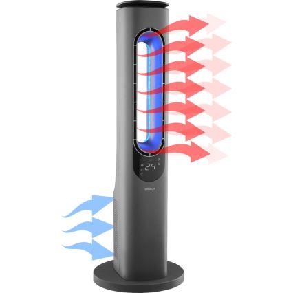 Sencor - Stolpni ventilator brez lopatic s keramičnim grelnim telesom 1200/2000W/230V, antracit + daljinski upravljalnik
