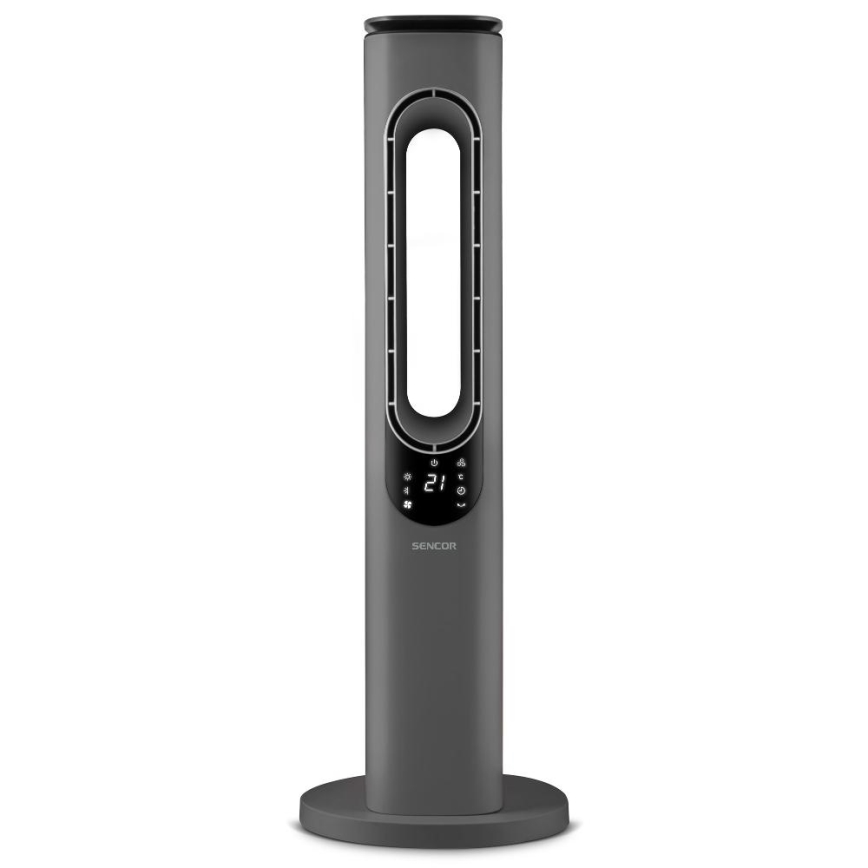 Sencor - Stolpni ventilator brez lopatic s keramičnim grelnim telesom 1200/2000W/230V, antracit + daljinski upravljalnik