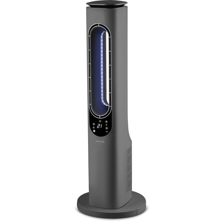 Sencor - Stolpni ventilator brez lopatic s keramičnim grelnim telesom 1200/2000W/230V, antracit + daljinski upravljalnik