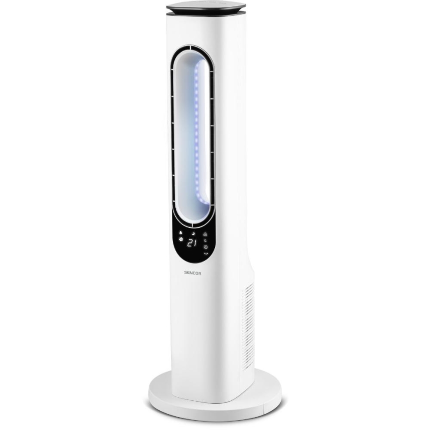 Sencor - Stolpni ventilator brez lopatic 50W/230V bela + Daljinski upravljalnik