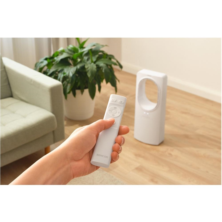 Sencor - Talni ventilator brez lopatic 50W/230V bela + Daljinski upravljalnik