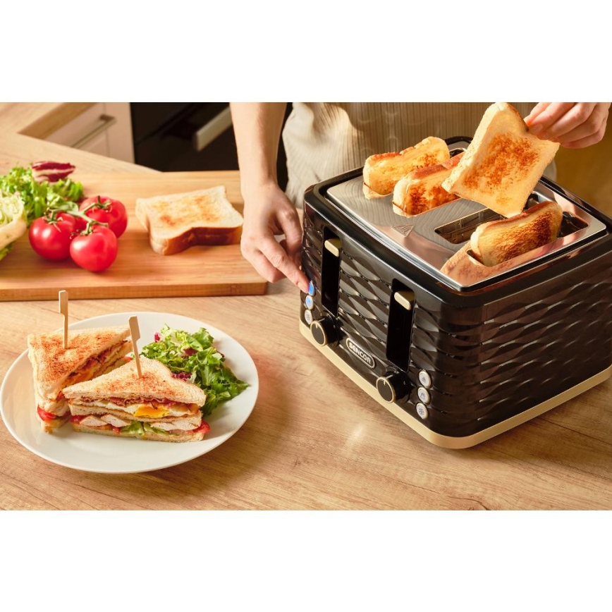 Sencor - Toster s štirimi režami 1600W/230V črna/bež