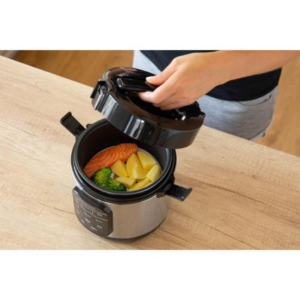 Sencor - Večfunkcijski kuhalnik za riž 350W/230V 0,6 l nerjaveče jeklo/črna