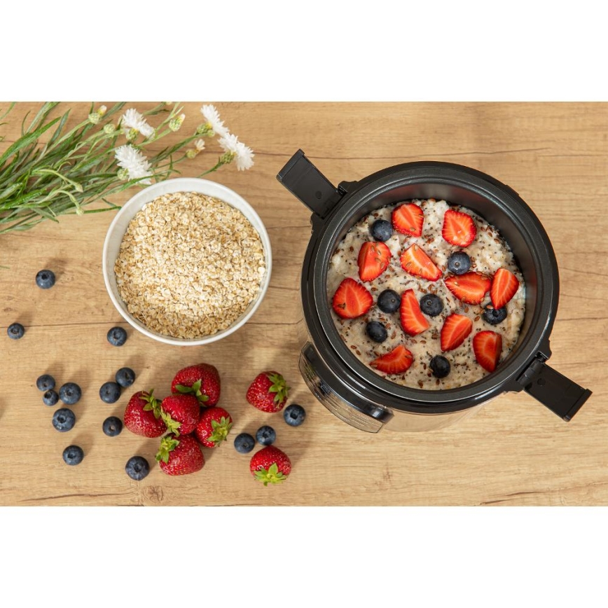 Sencor - Večfunkcijski kuhalnik za riž 350W/230V 0,6 l nerjaveče jeklo/črna