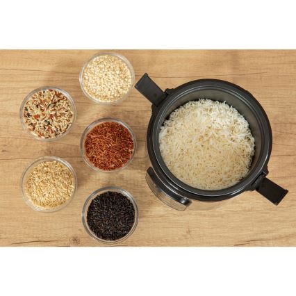 Sencor - Večfunkcijski kuhalnik za riž 350W/230V 0,6 l nerjaveče jeklo/črna