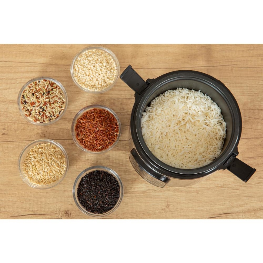 Sencor - Večfunkcijski kuhalnik za riž 350W/230V 0,6 l nerjaveče jeklo/črna