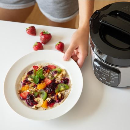 Sencor - Večfunkcijski kuhalnik za riž 350W/230V 0,6 l nerjaveče jeklo/črna