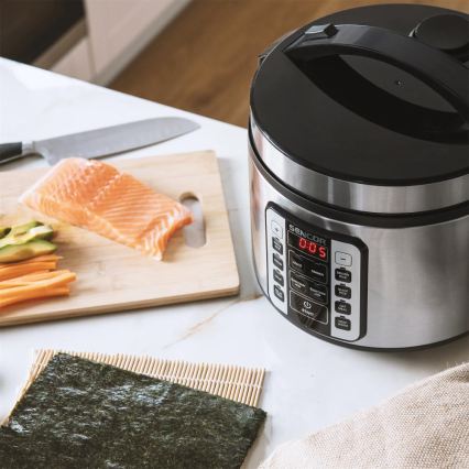 Sencor - Večfunkcijski kuhalnik za riž, 700 W/230 V, 1,5 l, nerjaveče jeklo/črna