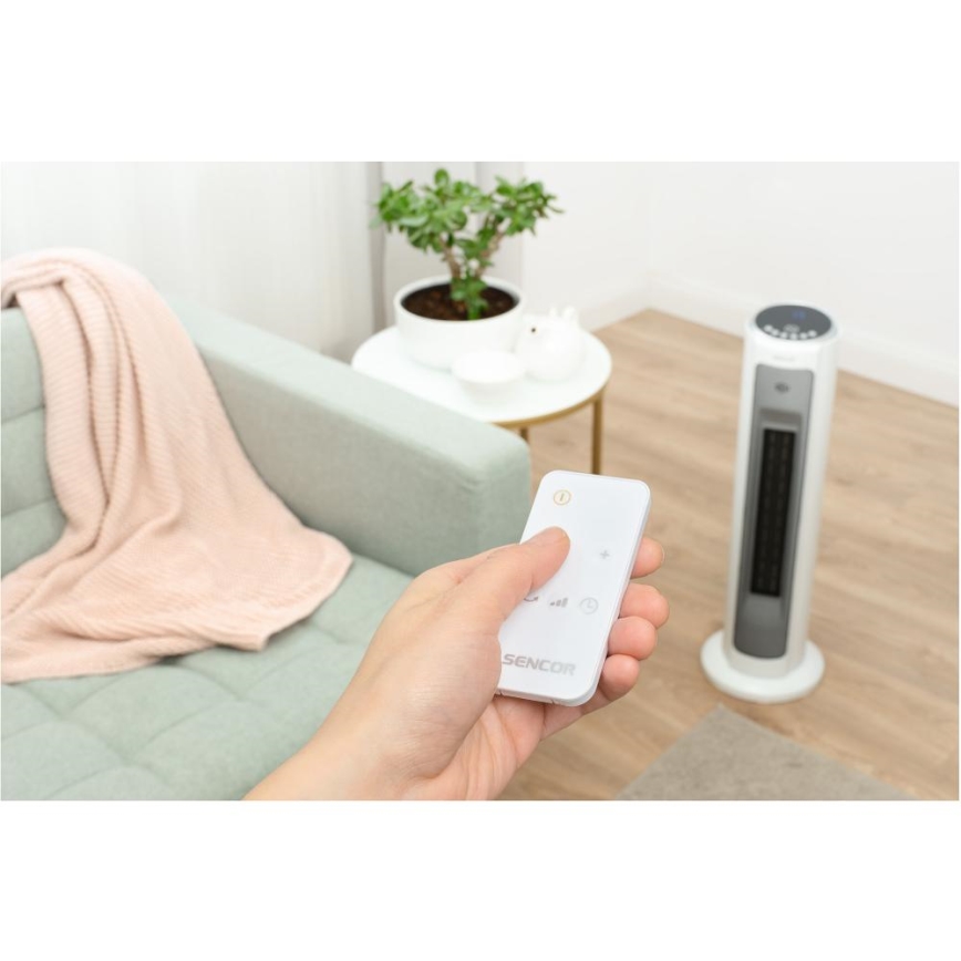Sencor - Ventilator s keramičnim grelcem 2200W/230V Wi-Fi bela + daljinski upravljalnik