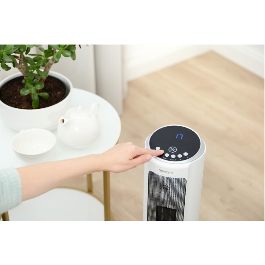 Sencor - Ventilator s keramičnim grelcem 2200W/230V Wi-Fi bela + daljinski upravljalnik