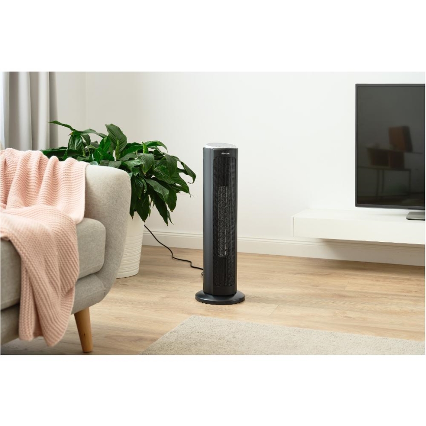 Sencor - Ventilator s keramičnim grelnim telesom 1300/2200W/230V črna + daljinski upravljalnik