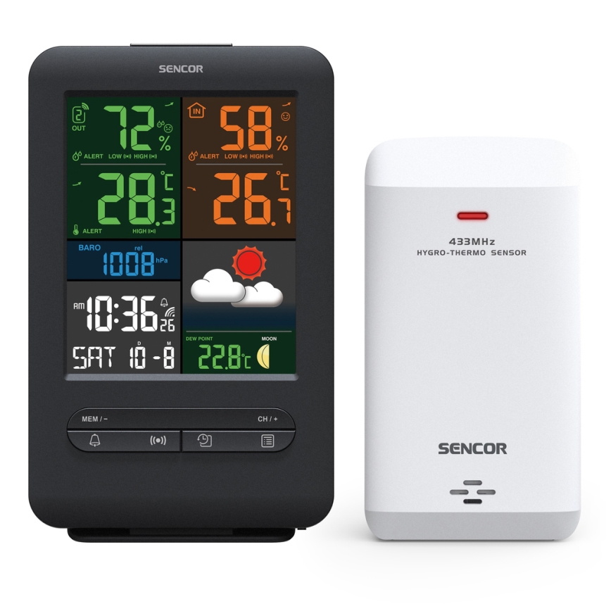 Sencor - Vremenska postaja z barvnim LCD zaslonom 5V/1xCR2032