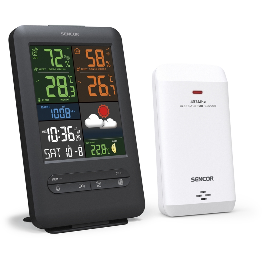 Sencor - Vremenska postaja z barvnim LCD zaslonom 5V/1xCR2032